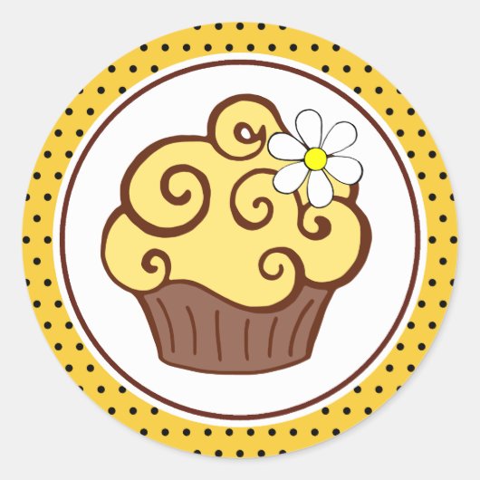 Gele Cupcake Stickers (Voorkant)