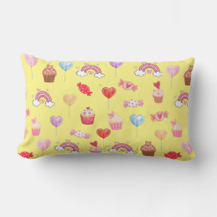Gele cupcakes en Snoep Print Lumbar Pillow Kussen