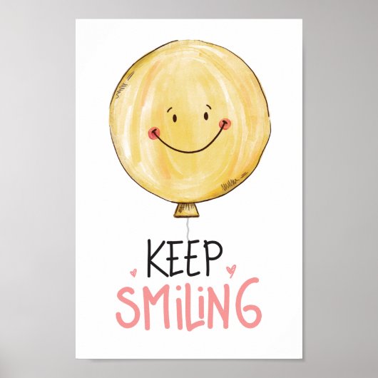 Gele Cute Smile-ballonprijsopgave blijven glimlach Poster (Voorkant)