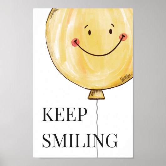 Gele Cute Smile Balloon blijven glimlachen Happy Q Poster (Voorkant)