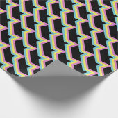 Gele cyaan magenta gestreept cadeaupapier (Hoek)