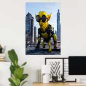 Gele cyberpunk alien beest | AI Art. Poster (Thuiskantoor)