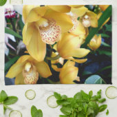 Gele Cymbidiumorchideeën Theedoek (Gevouwen)