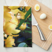 Gele Cymbidiumorchideeën Theedoek (Quarter Fold)