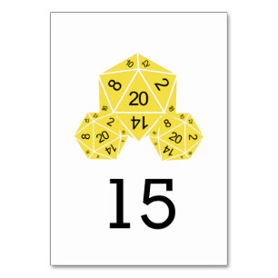 Gele D20 Dice Wedding Table Kaart