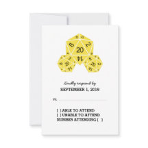 Gele D20-Kaart met respons op D20