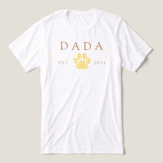 Gele Dada Gingham Puppy Paw Print Verjaardag Tri-Blend Shirt