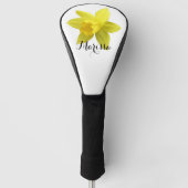 Gele Daffodil Aangepaste naam Witte Achtergrond Golfheadcover (Voorkant)