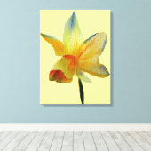 Gele Daffodil aquarel Lente bloem Art Canvas Afdruk (Insitu (Houten vloer))