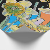 Gele Daffodil Blauwe Lente Waterverf Cadeaupapier (Hoek)