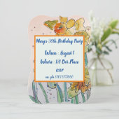 Gele Daffodil Bloemen 40ste Verjaardag Uitnodiging (Staand voorkant)