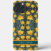 Gele Daffodil Bloemen Aangepaste Naam Patroon Case-Mate iPhone Case (Achterkant)