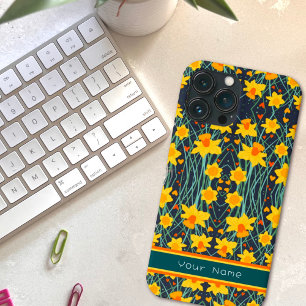 Gele Daffodil Bloemen Aangepaste Naam Patroon Case-Mate iPhone Case