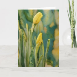 Gele Daffodil Bloemen in Bud Art Note Kaart
