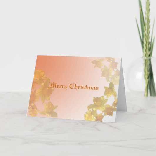 Gele daffodil bloemen kerstwenskaart. feestdagen kaart (Voorkant)