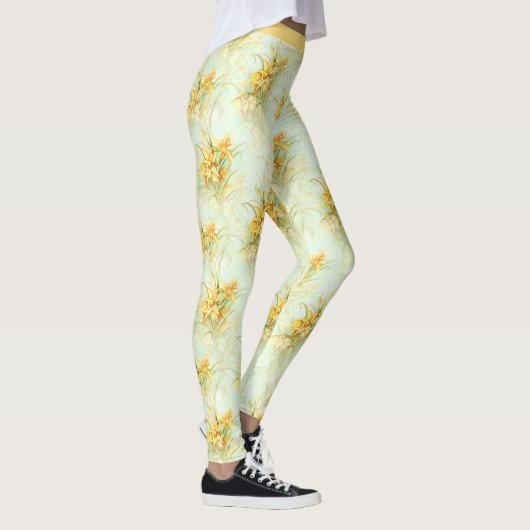  gele daffodil bloemenyoga leggings (Rechts)
