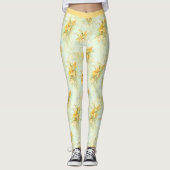  gele daffodil bloemenyoga leggings (Voorkant)