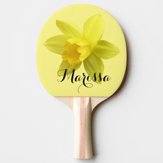 Gele Daffodil Bloom Aangepaste Naam Tafeltennisbatje (Achterkant)