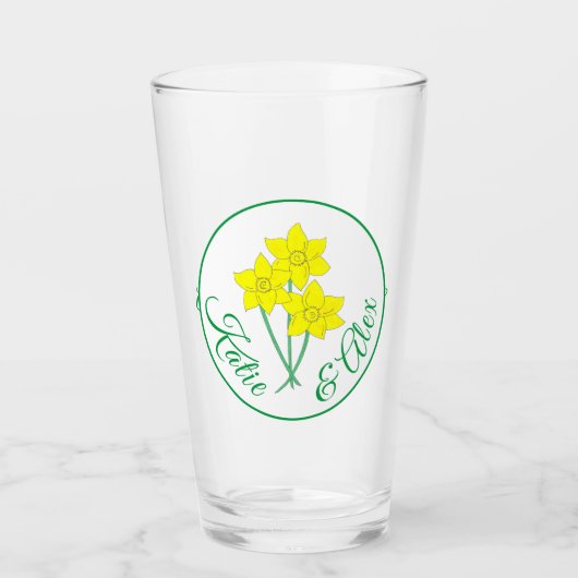 Gele Daffodil Bunch Floral Spring Wedding Favor Glas (Voorkant)
