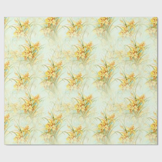  gele Daffodil Floral Flower Pattern Gift Cadeaupapier (Vlak)