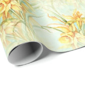 gele Daffodil Floral Flower Pattern Gift Cadeaupapier (Rol Hoek)