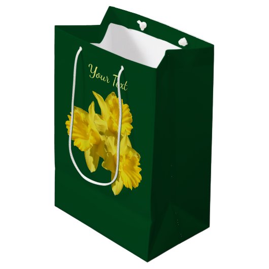 Gele Daffodil Flowers, gepersonaliseerd Medium Cadeauzakje (Voorkant Gekanteld)