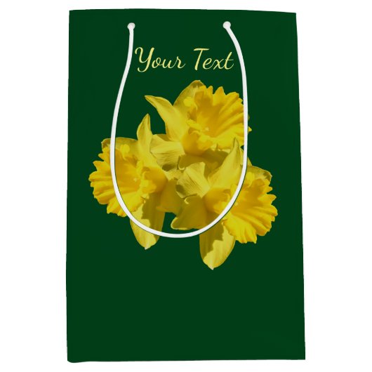 Gele Daffodil Flowers, gepersonaliseerd Medium Cadeauzakje (Voorkant)