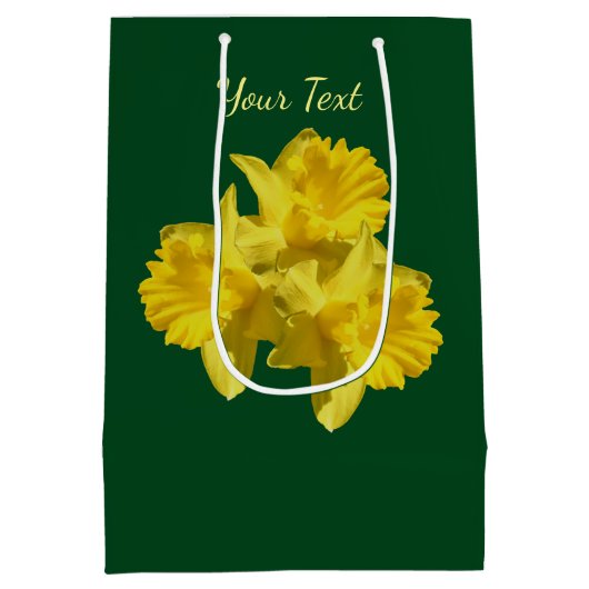 Gele Daffodil Flowers, gepersonaliseerd Medium Cadeauzakje (Achterkant)