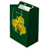 Gele Daffodil Flowers, gepersonaliseerd Medium Cadeauzakje (Achterkant Gekanteld)
