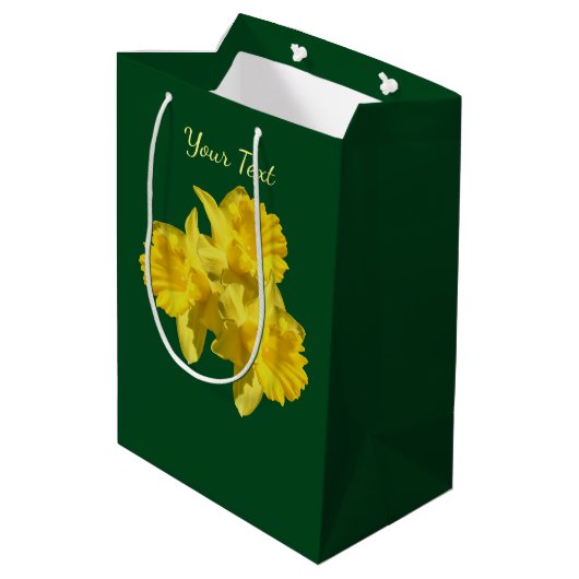 Gele Daffodil Flowers, gepersonaliseerd Medium Cadeauzakje (Achterkant Gekanteld)