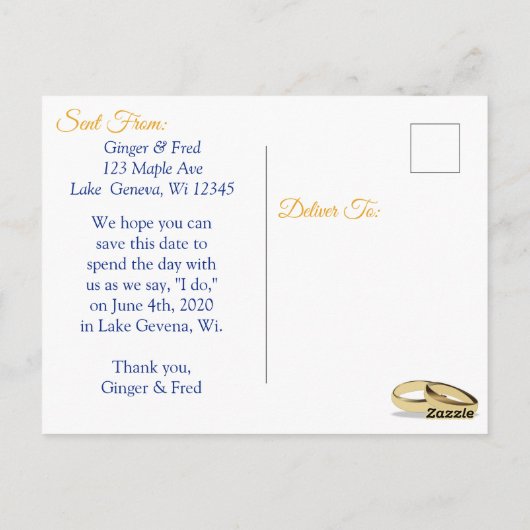  gele Daffodil Flowers Save the Date Briefkaart (Achterkant)