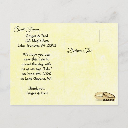 gele Daffodil Flowers Save the Date Briefkaart (Achterkant)