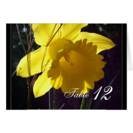 Gele daffodil-kaartje voor tafelgerei.