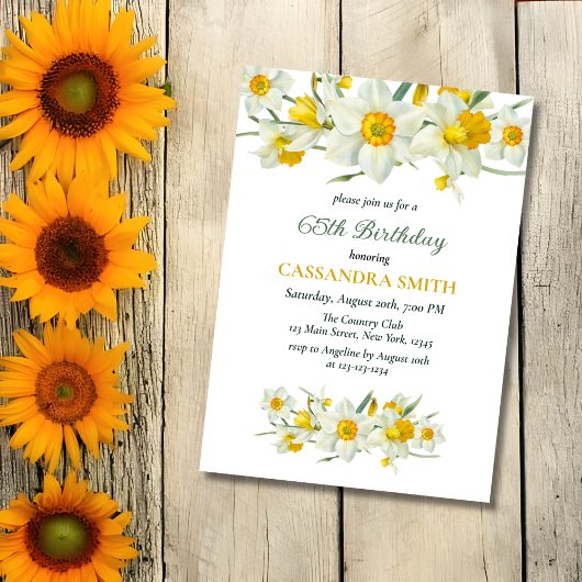 Gele Daffodil Lente Rustieke Bloemen Verjaardag Kaart