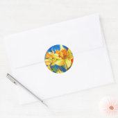 Gele daffodil narcissus floral bruiloft ronde sticker (Envelop)