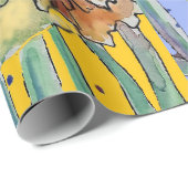 Gele Daffodil Paarse Lente Bloemen Waterverf Cadeaupapier (Rol Hoek)