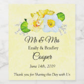 Gele Daffodil Spring of Summer Wedding Wijn Etiket (Enkel label)