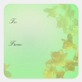 Gele daffodil stickers voor cadeautjes voor feestd
