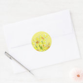 Gele Daffodil Tekening Waterverf Lente Bloemen Ronde Sticker (Envelop)