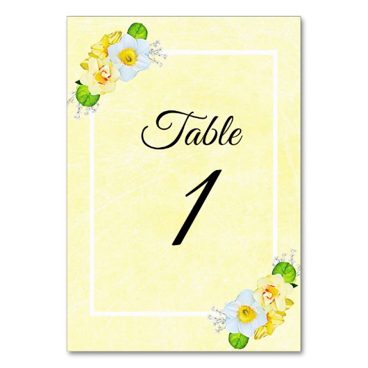 Gele Daffodil Trouwtafel Kaart nummers (Achterkant)