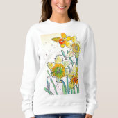 Gele Daffodil waterverf art Girls T Shirt (Voorkant)
