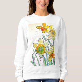 Gele Daffodil waterverf art Girls T Shirt