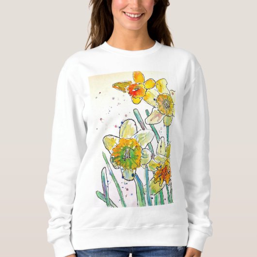 Gele Daffodil waterverf art Girls T Shirt (Voorkant)