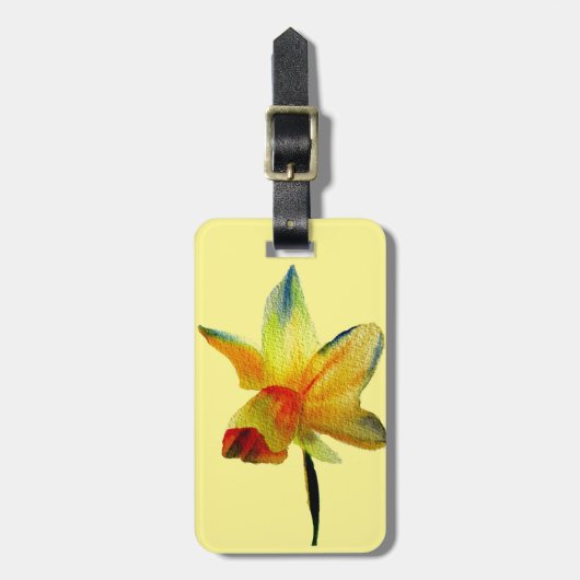 Gele Daffodil waterverf art Spring Flower Bagagelabel (Voorkant verticaal)