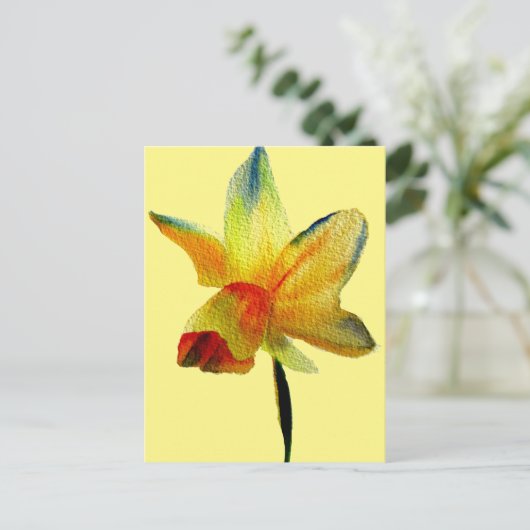 Gele Daffodil waterverf art Spring Flower Briefkaart (Staand voorkant)