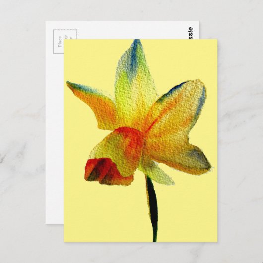Gele Daffodil waterverf art Spring Flower Briefkaart (Voorkant / Achterkant)