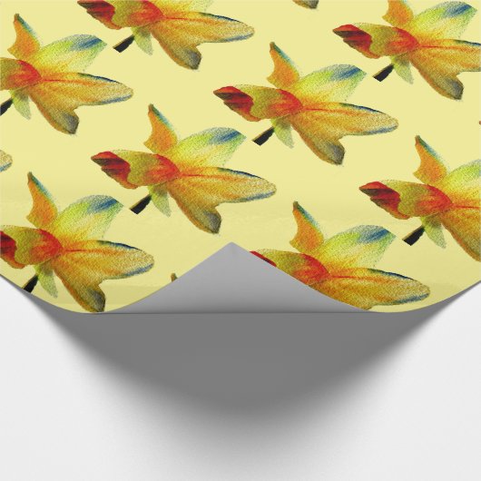 Gele Daffodil waterverf art Spring Flower Cadeaupapier (Hoek)