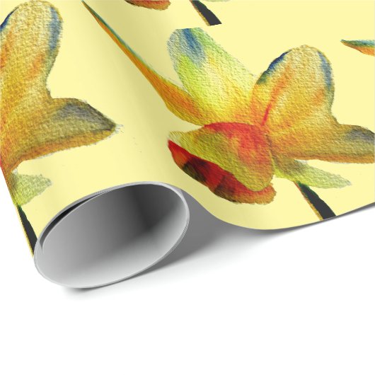 Gele Daffodil waterverf art Spring Flower Cadeaupapier (Rol Hoek)