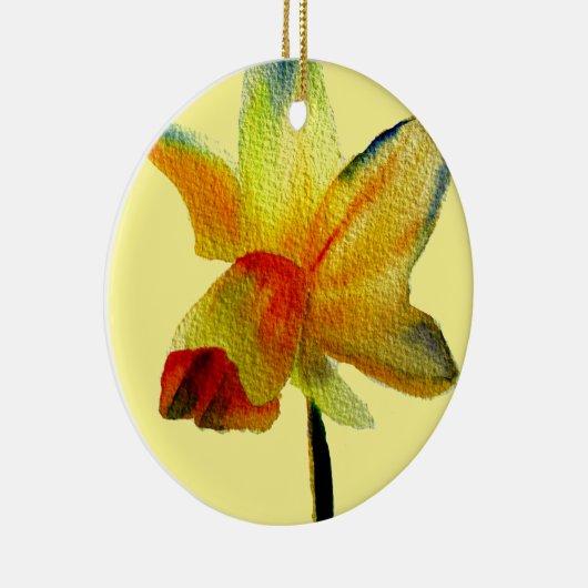 Gele Daffodil waterverf art Spring Flower Keramisch Ornament (Rechts)