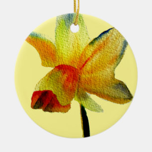 Gele Daffodil waterverf art Spring Flower Keramisch Ornament